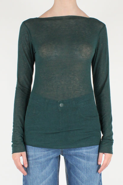 Maglia Scollo a Barca Viscosa Misto Cachemire