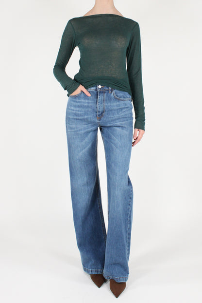 Maglia Scollo a Barca Viscosa Misto Cachemire