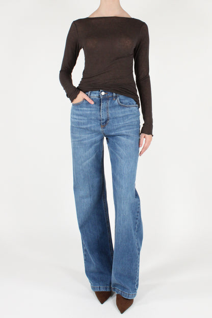 Maglia Scollo a Barca Viscosa Misto Cachemire