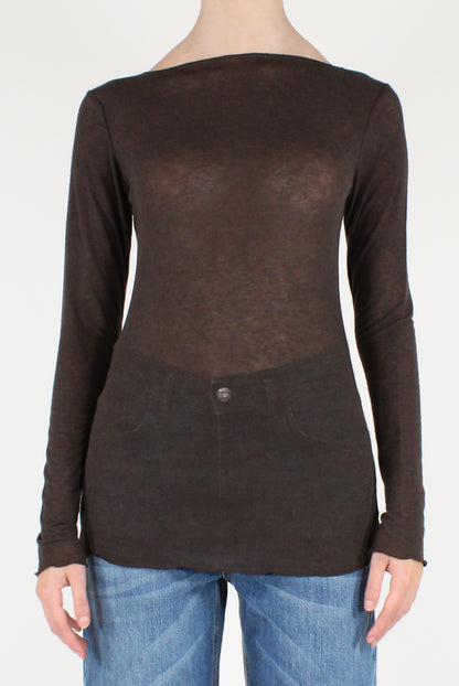 Maglia Scollo a Barca Viscosa Misto Cachemire