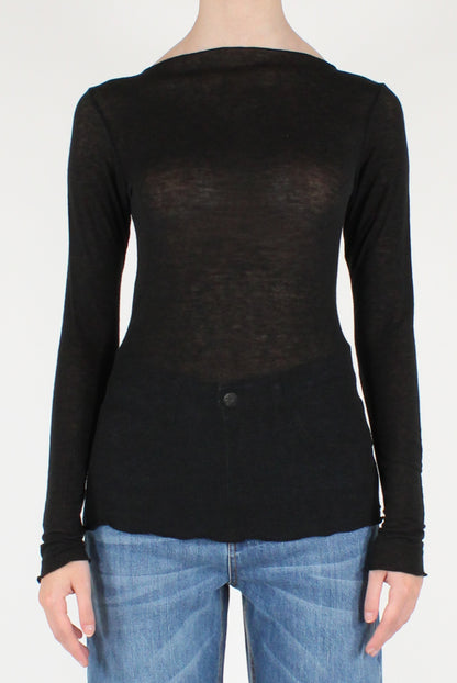 Maglia Scollo a Barca Viscosa Misto Cachemire