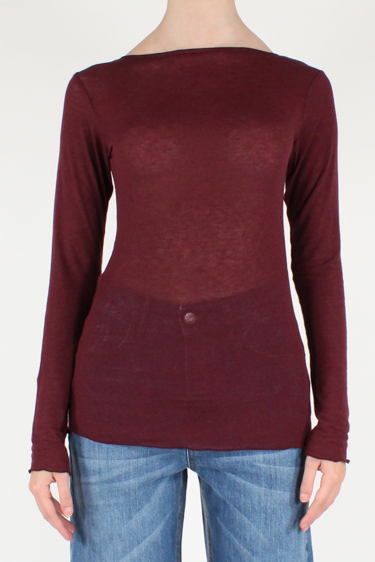 Maglia Scollo a Barca Viscosa Misto Cachemire