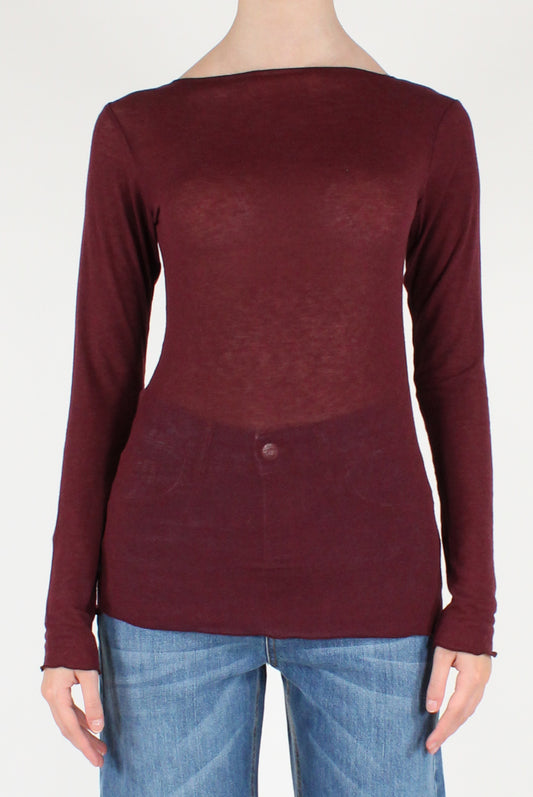 Maglia Scollo a Barca Viscosa Misto Cachemire