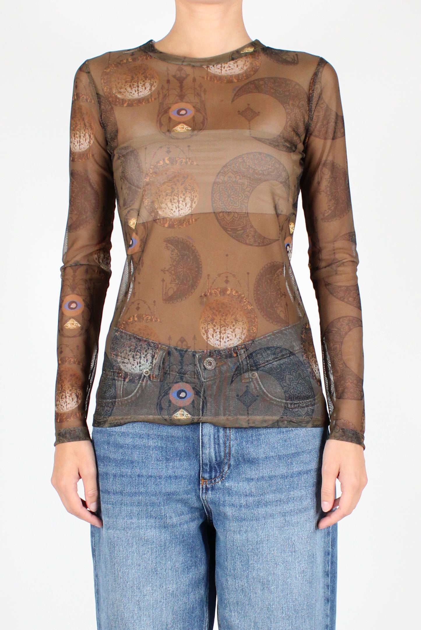 Moon Print Mesh Shirt