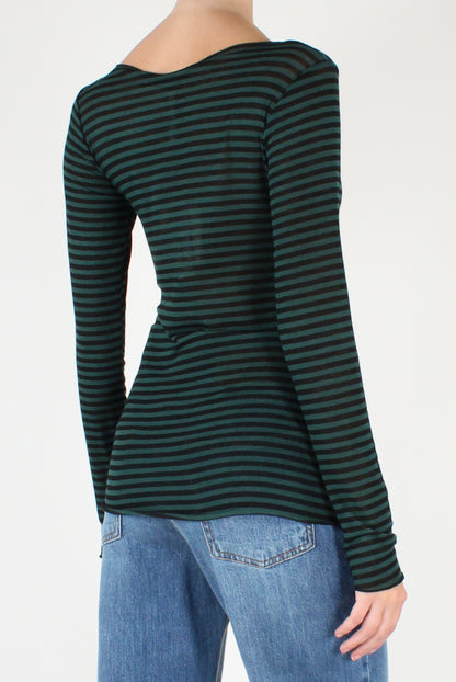 Maglia a Righe Scollo a Barca Misto Cachemire