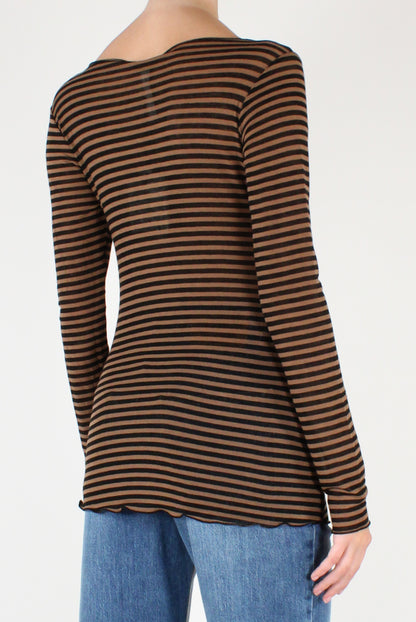 Maglia a Righe Scollo a Barca Misto Cachemire