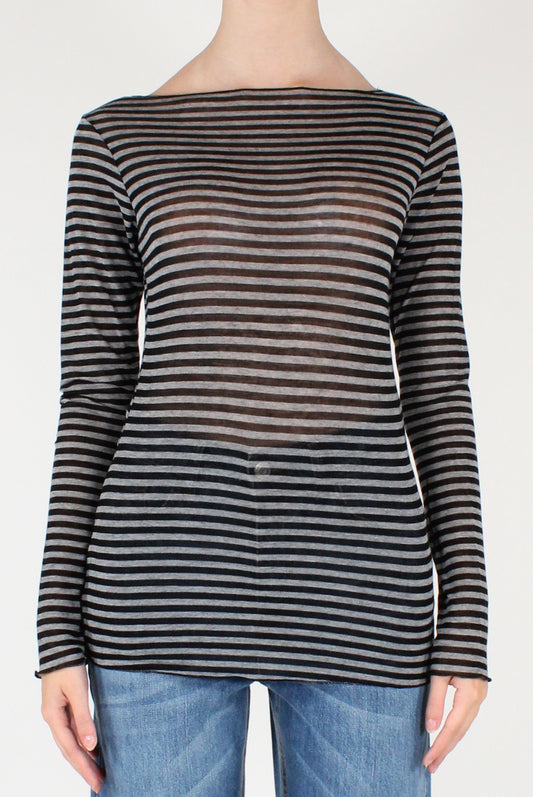 Striped Boat Neck Sweater in Cashmere Blend