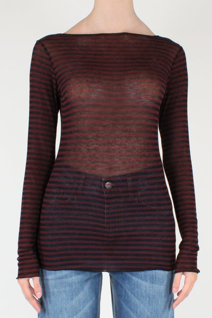 Maglia a Righe Scollo a Barca Misto Cachemire