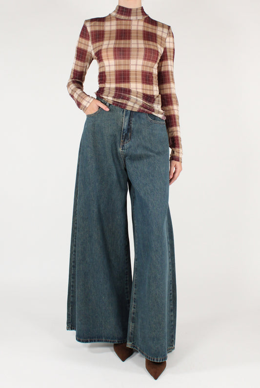 Tartan Print Turtleneck