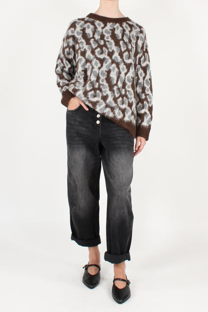 Maglione Over Girocollo Animalier