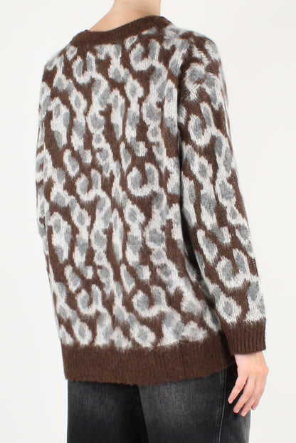 Maglione Over Girocollo Animalier