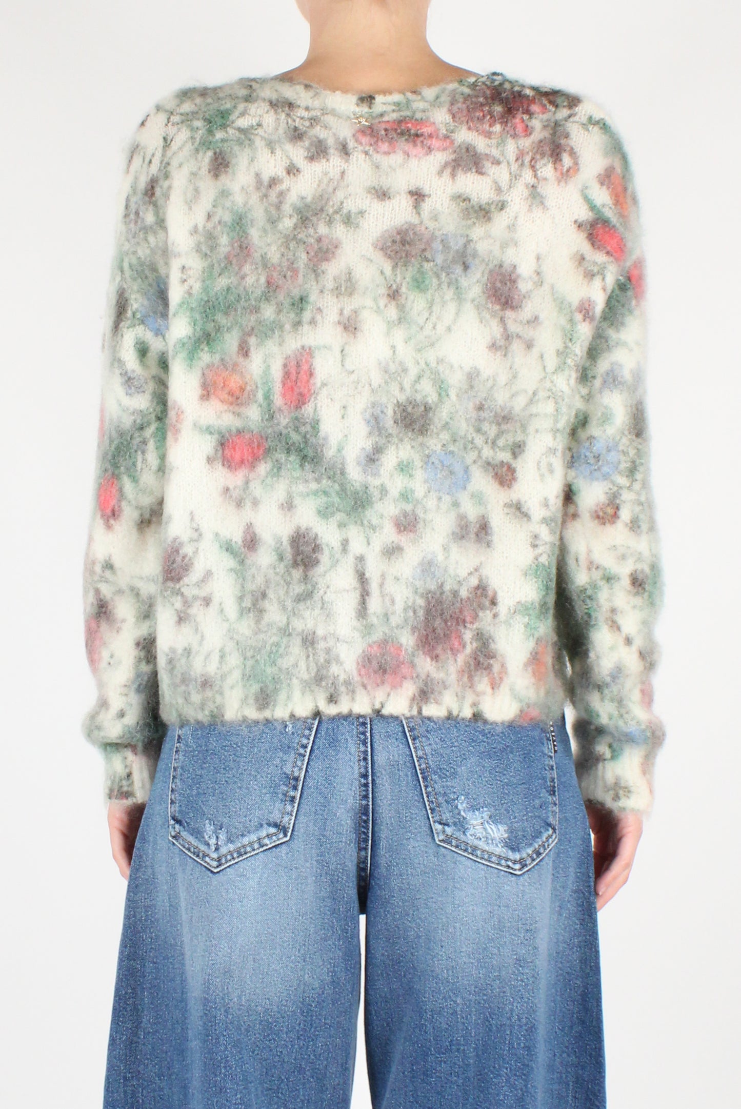 Botanical Print Round Neck Sweater