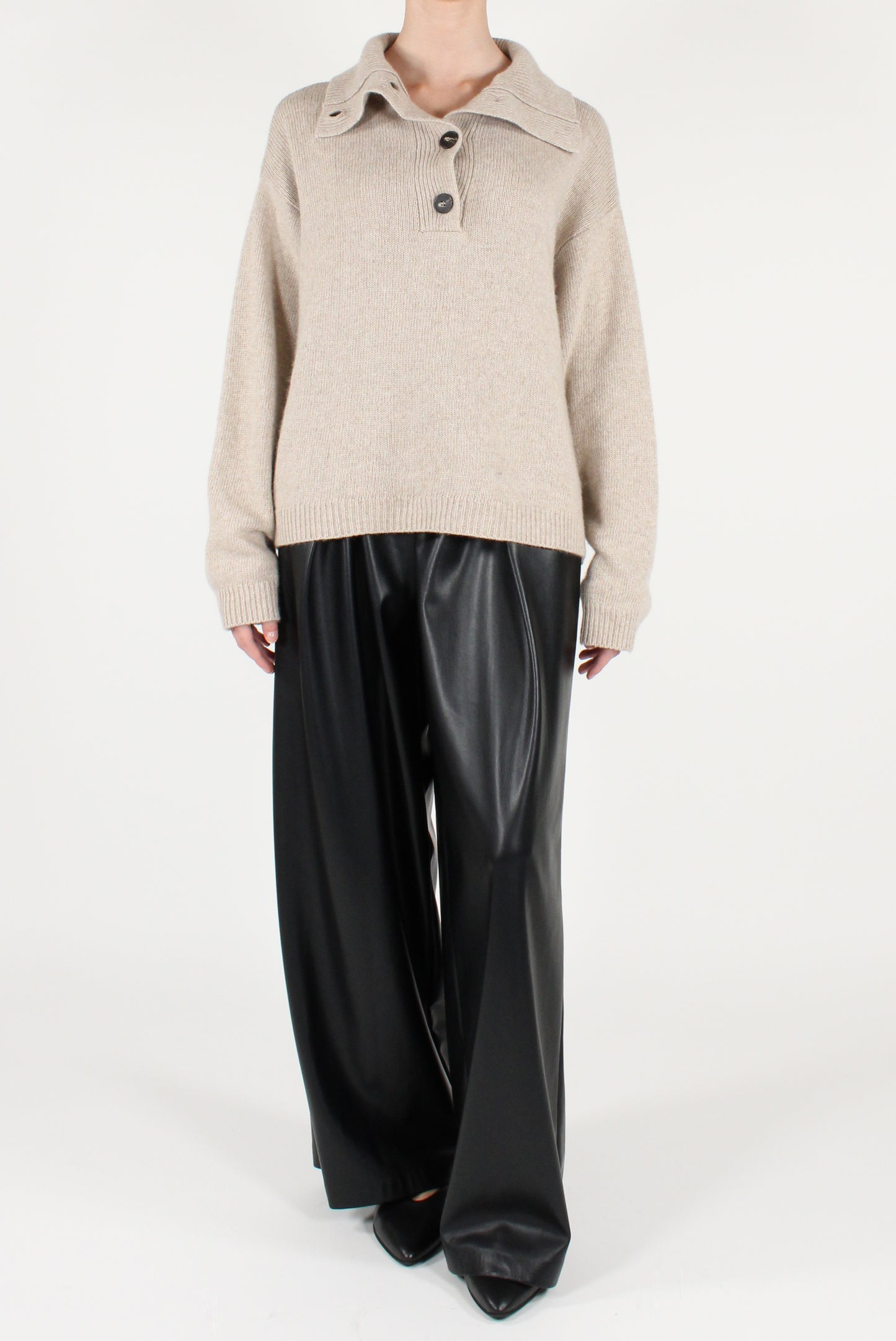 Maglione Scollo a Polo con Bottoni