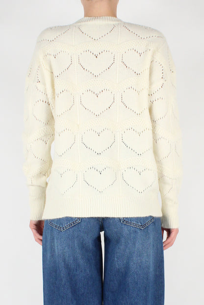 Heart-Printed Crewneck Sweater