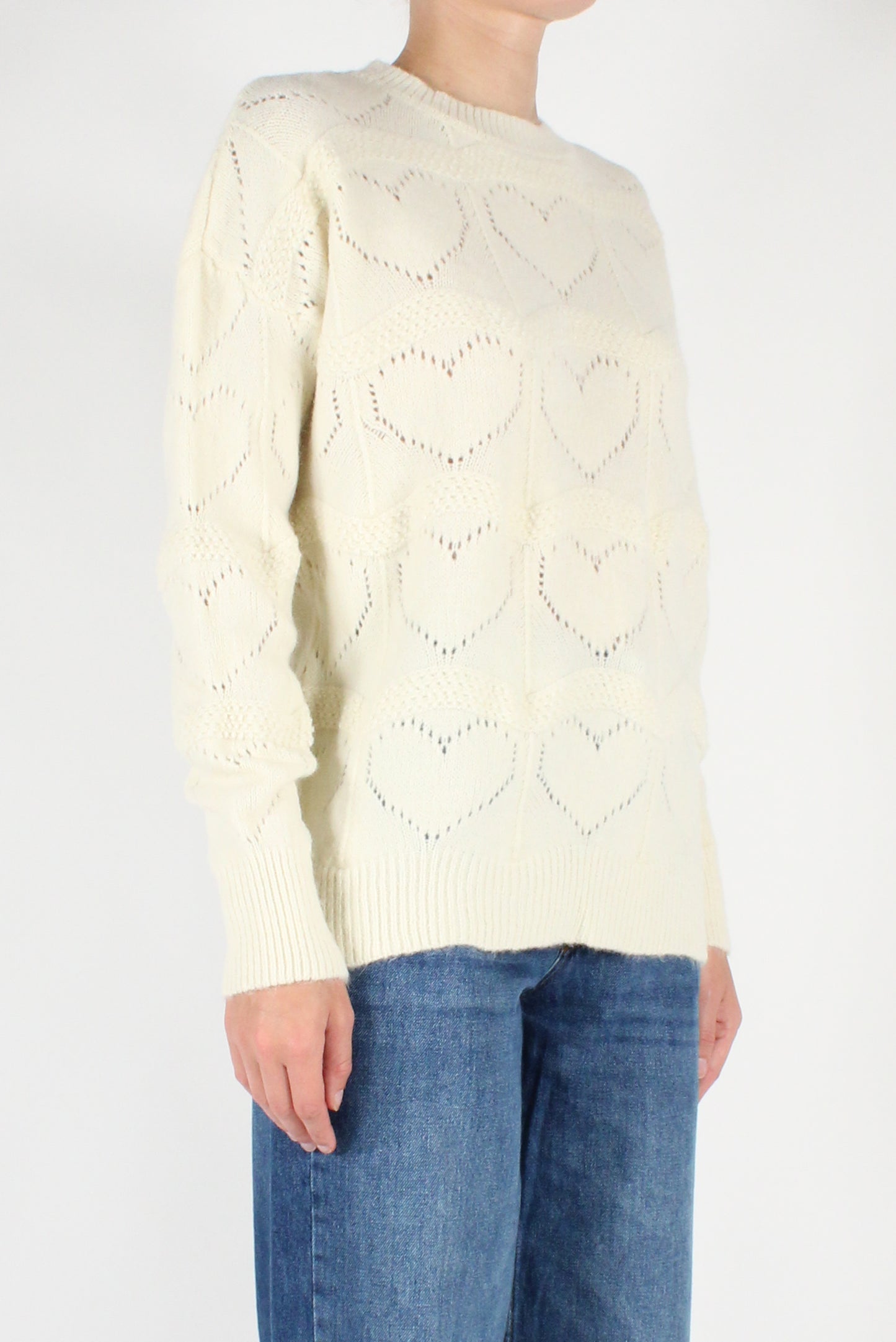 Heart-Printed Crewneck Sweater