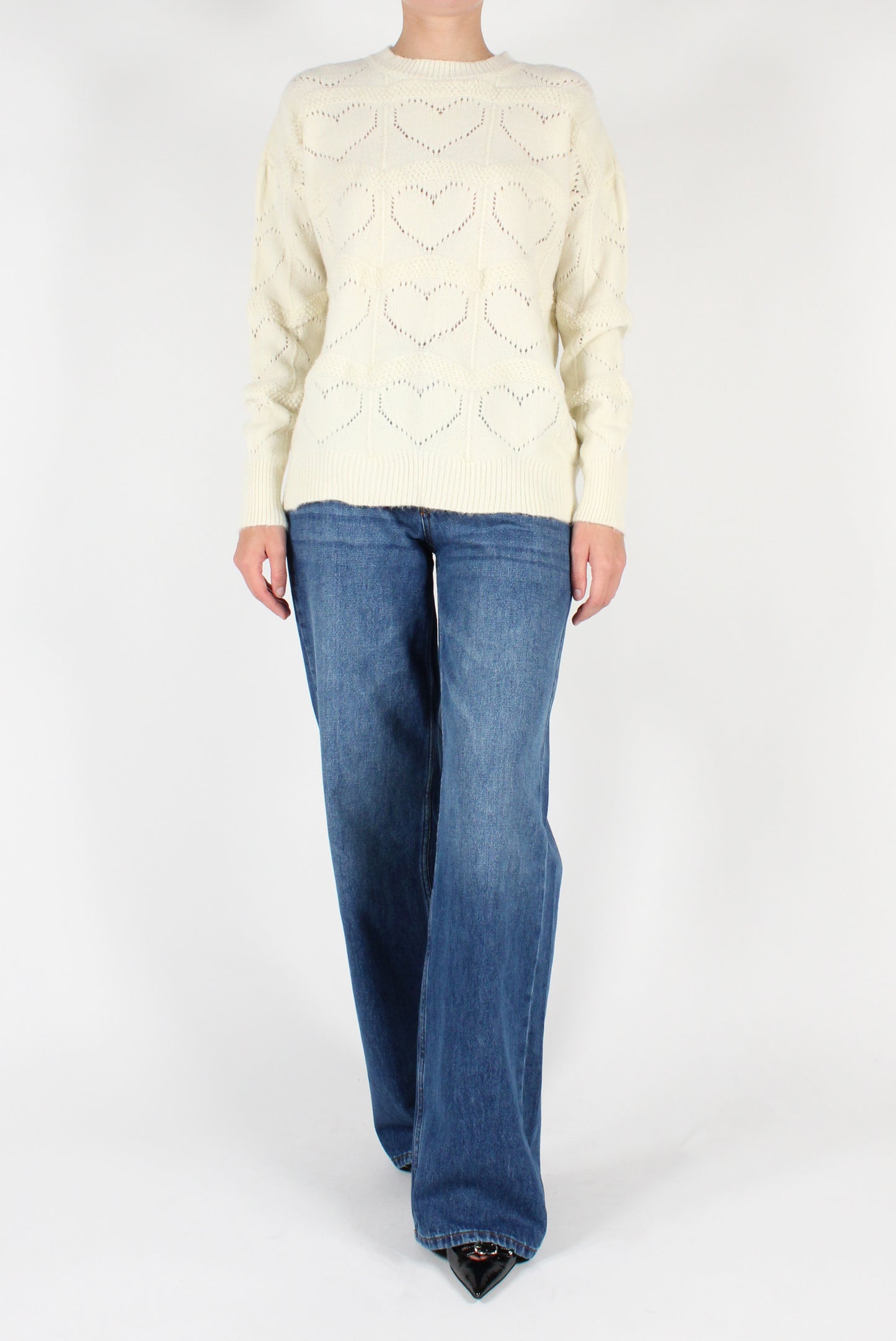 Heart-Printed Crewneck Sweater