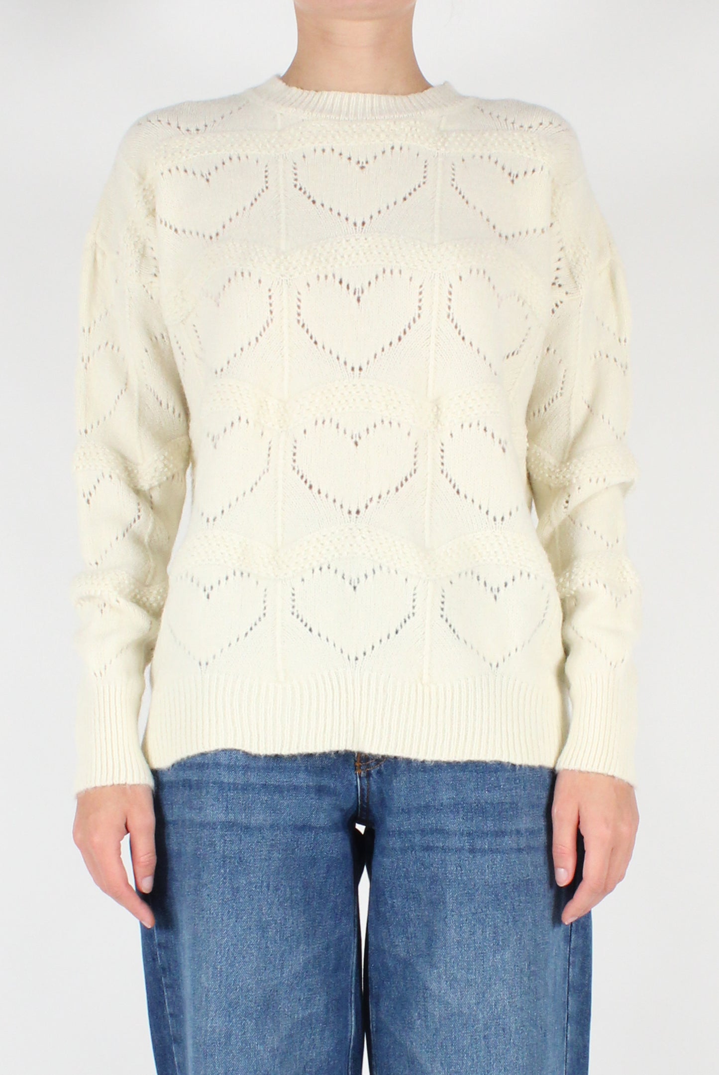 Heart-Printed Crewneck Sweater