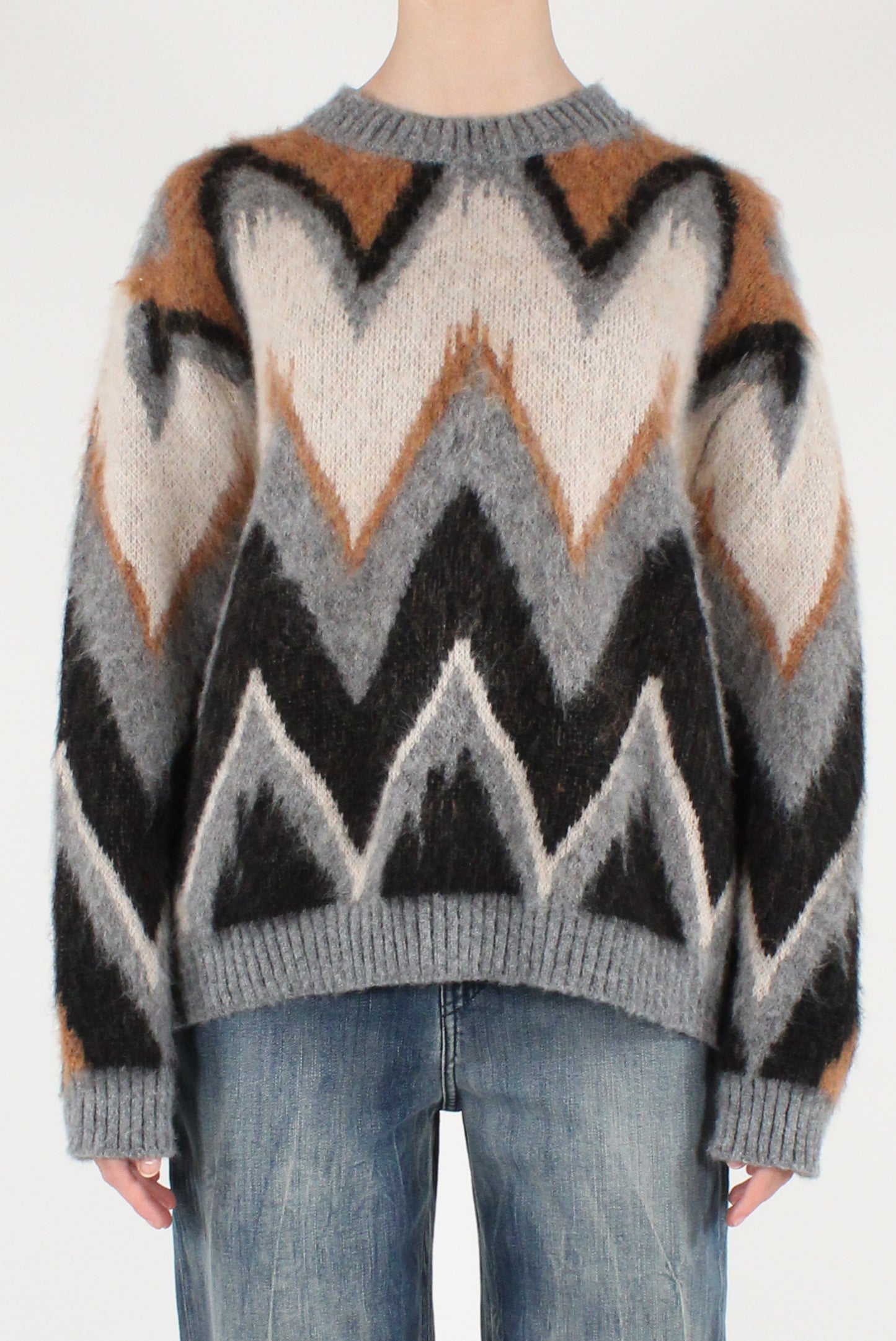 Abstract Pattern Crew Neck Sweater