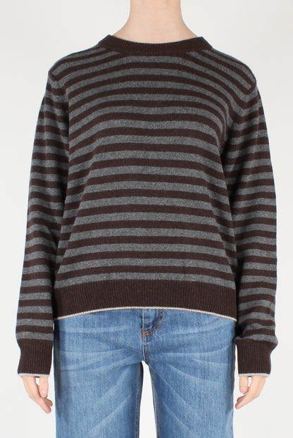 Maglione a Righe Profili a Contrasto