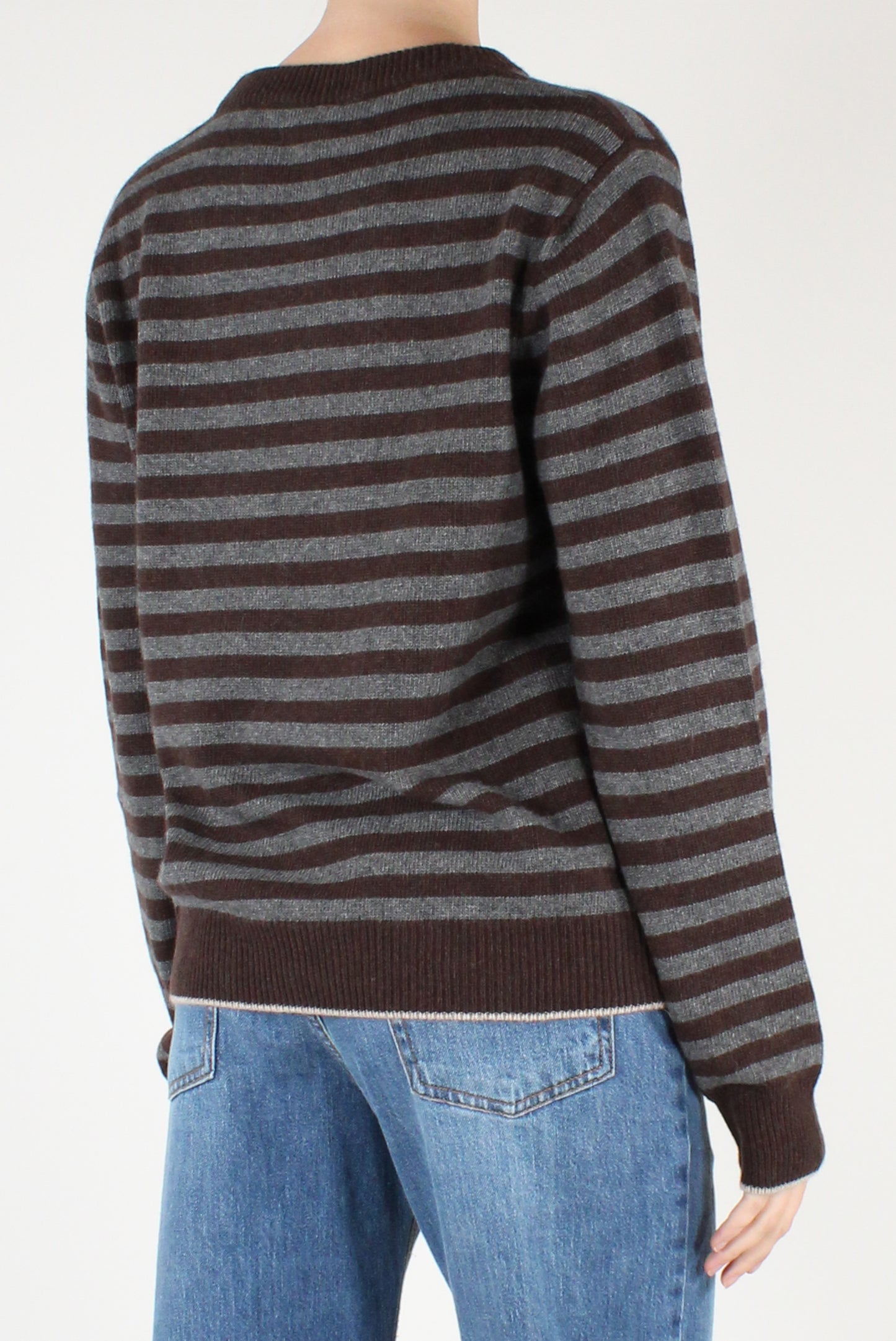 Maglione a Righe Profili a Contrasto