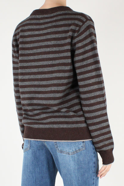 Maglione a Righe Profili a Contrasto