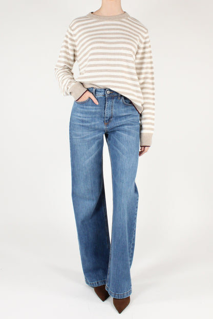 Maglione a Righe Profili a Contrasto