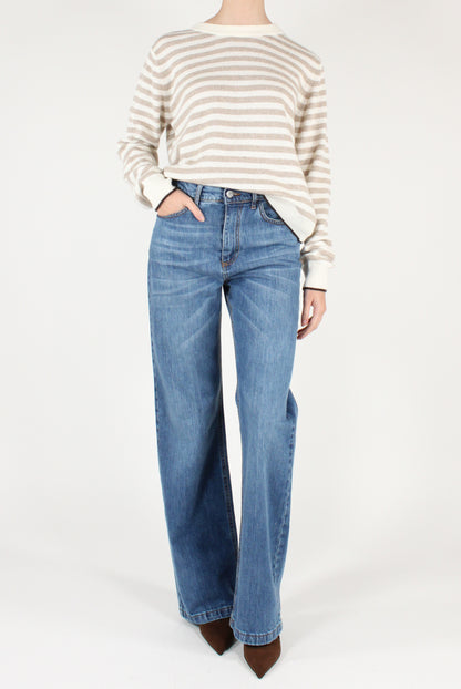 Maglione a Righe Profili a Contrasto