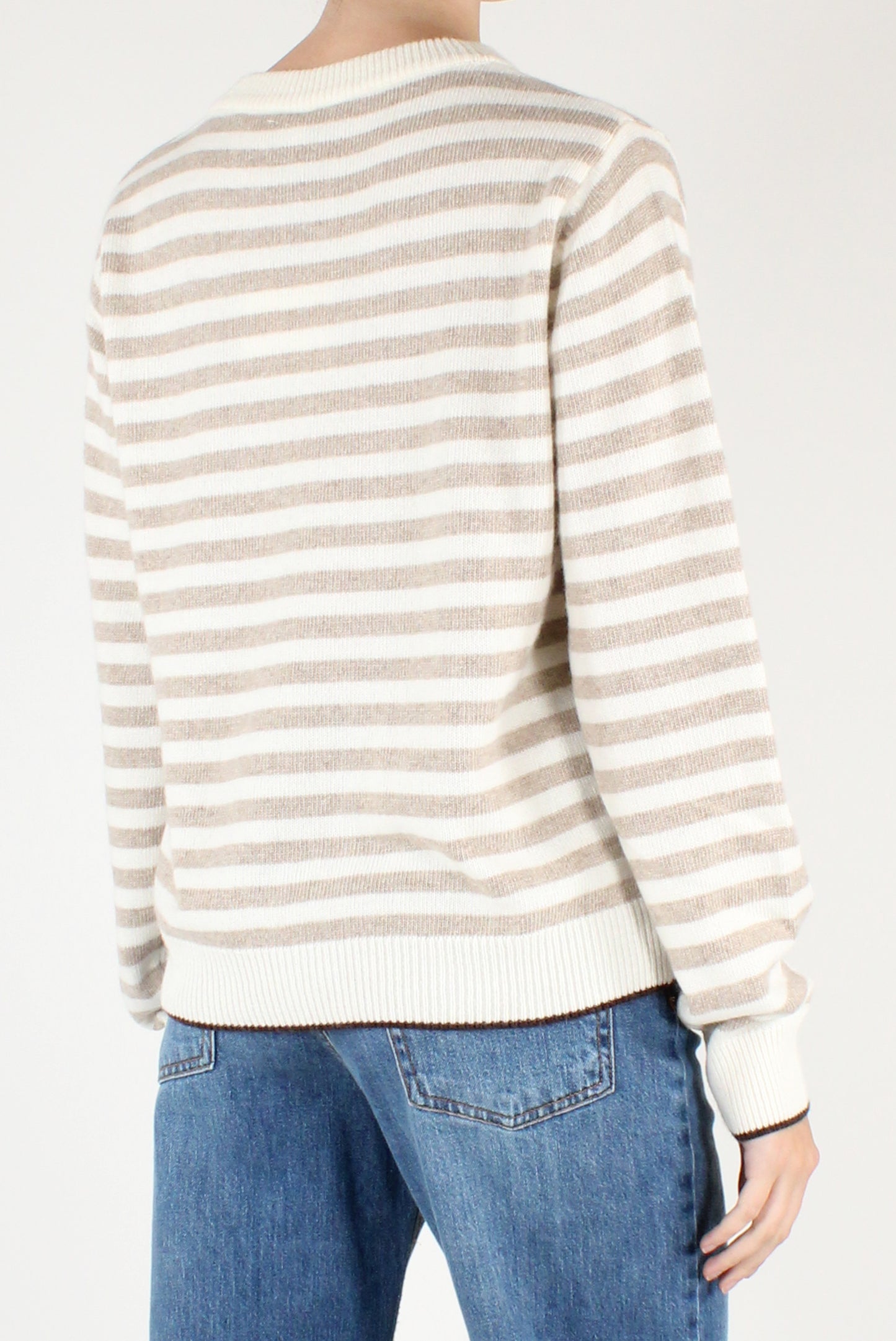 Maglione a Righe Profili a Contrasto