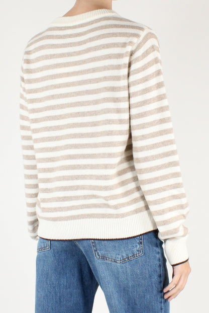 Maglione a Righe Profili a Contrasto