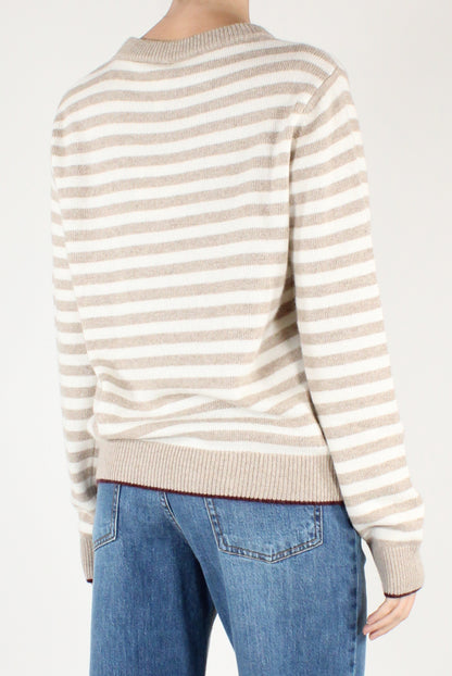 Maglione a Righe Profili a Contrasto