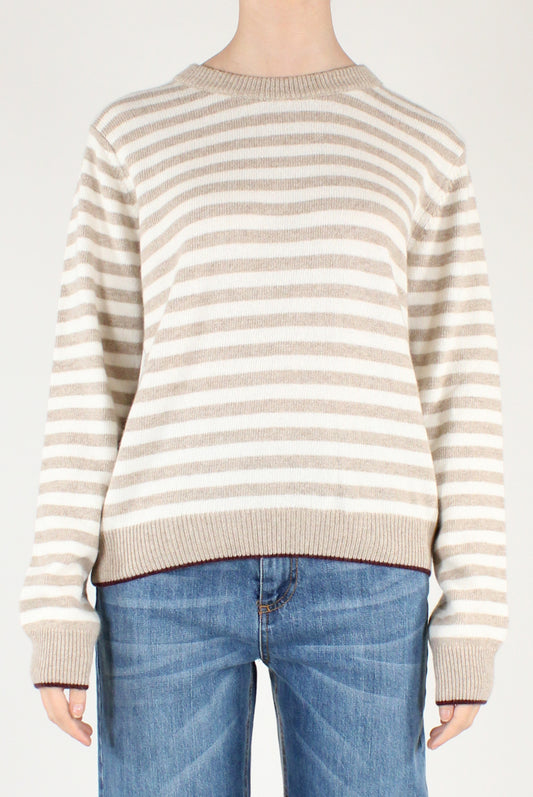 Maglione a Righe Profili a Contrasto