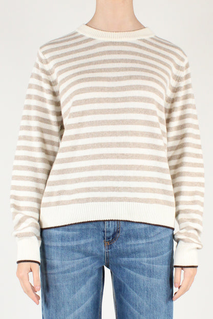 Maglione a Righe Profili a Contrasto