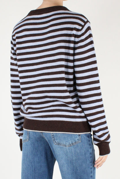 Maglione a Righe Profili a Contrasto