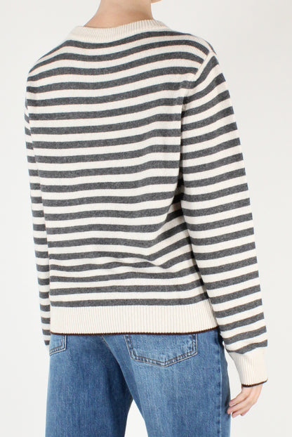 Maglione a Righe Profili a Contrasto