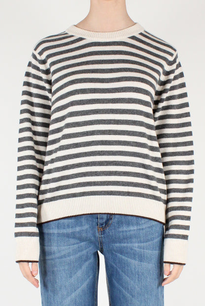 Maglione a Righe Profili a Contrasto