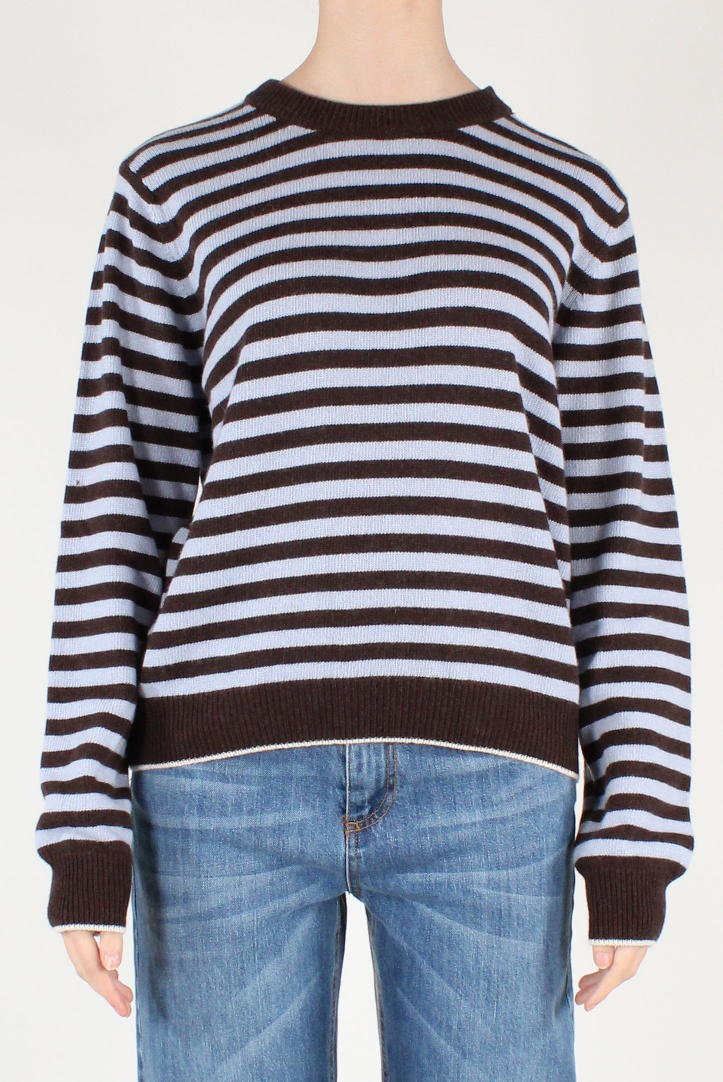 Maglione a Righe Profili a Contrasto