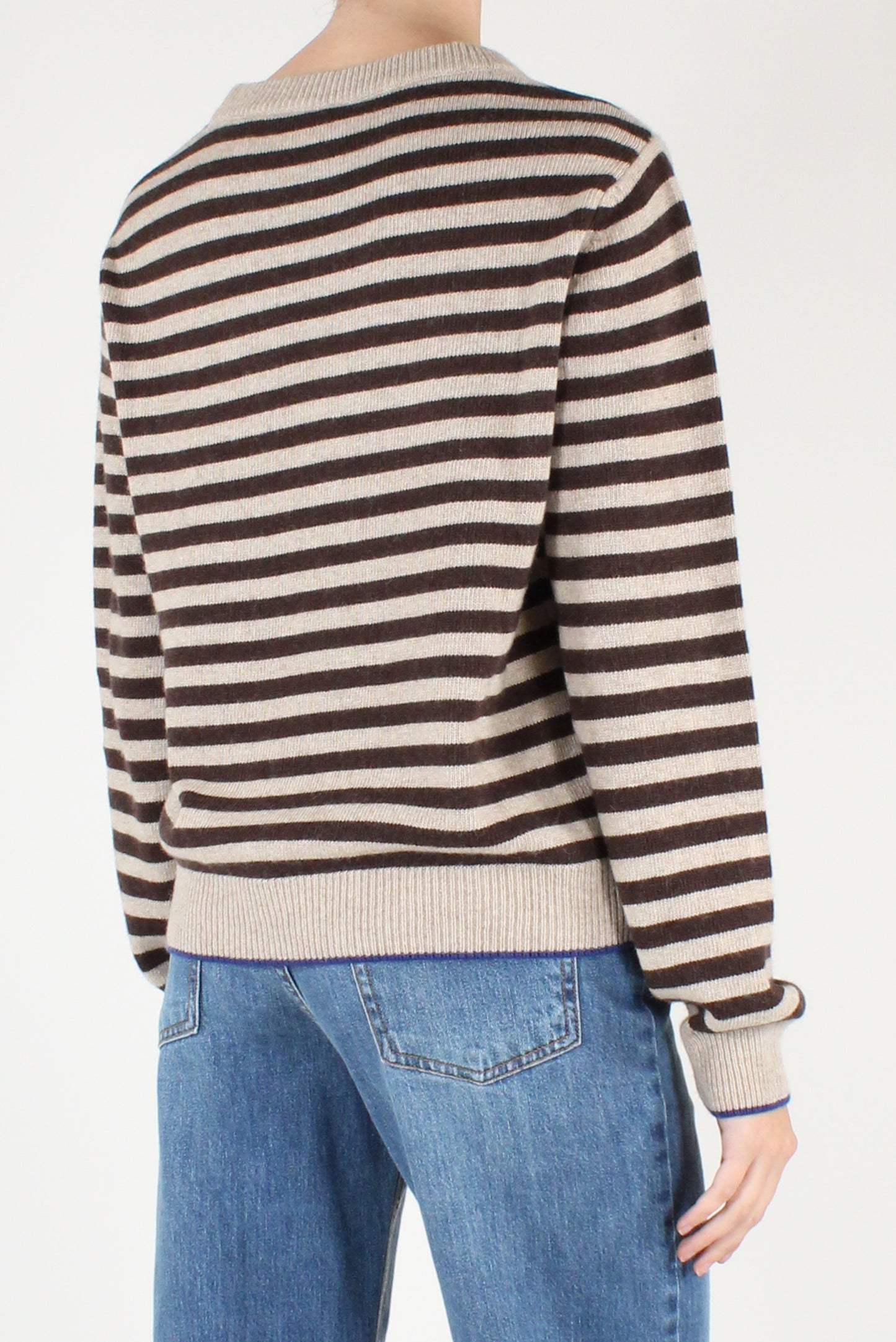 Maglione a Righe Profili a Contrasto