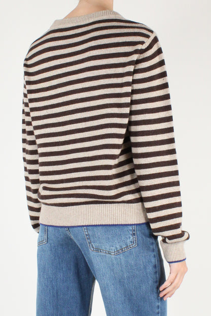 Maglione a Righe Profili a Contrasto