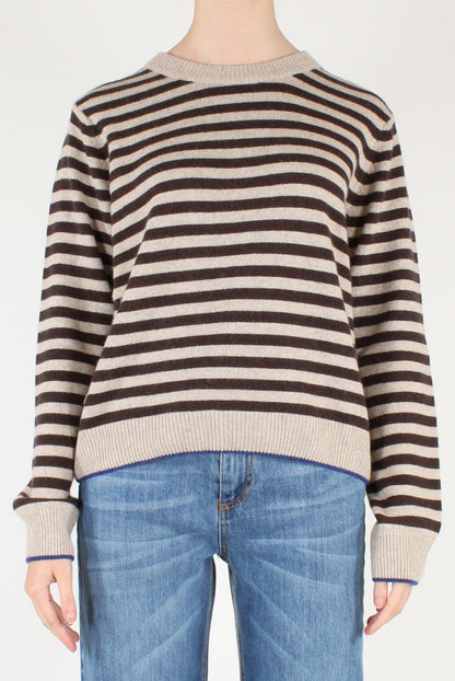 Maglione a Righe Profili a Contrasto