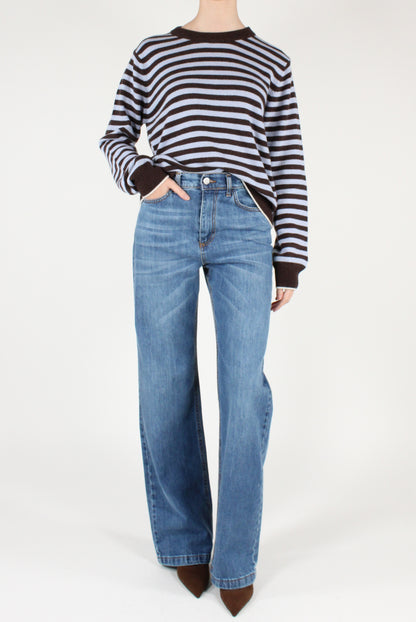 Maglione a Righe Profili a Contrasto