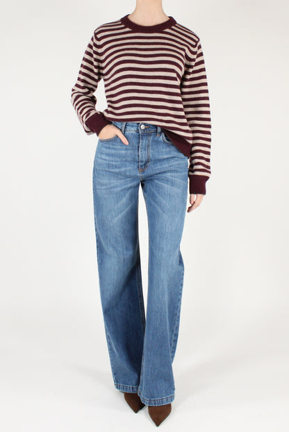 Maglione a Righe Profili a Contrasto