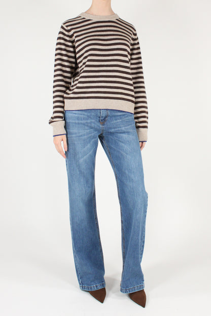 Maglione a Righe Profili a Contrasto