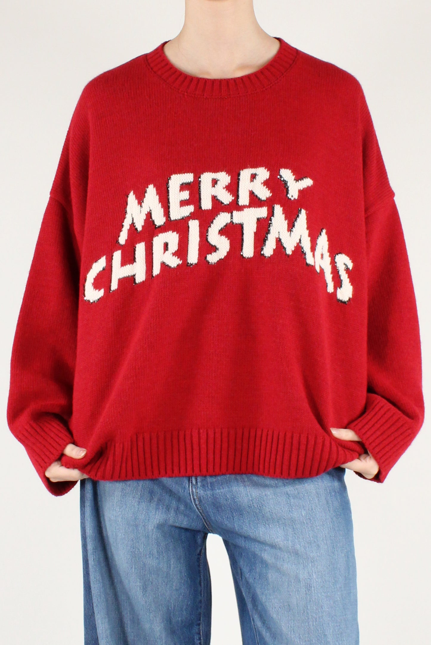 Maglione Over Scritta "Merry Christmas"