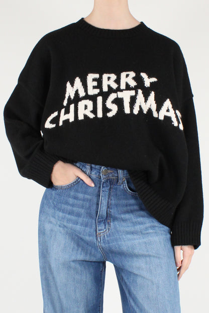 Maglione Over Scritta "Merry Christmas"