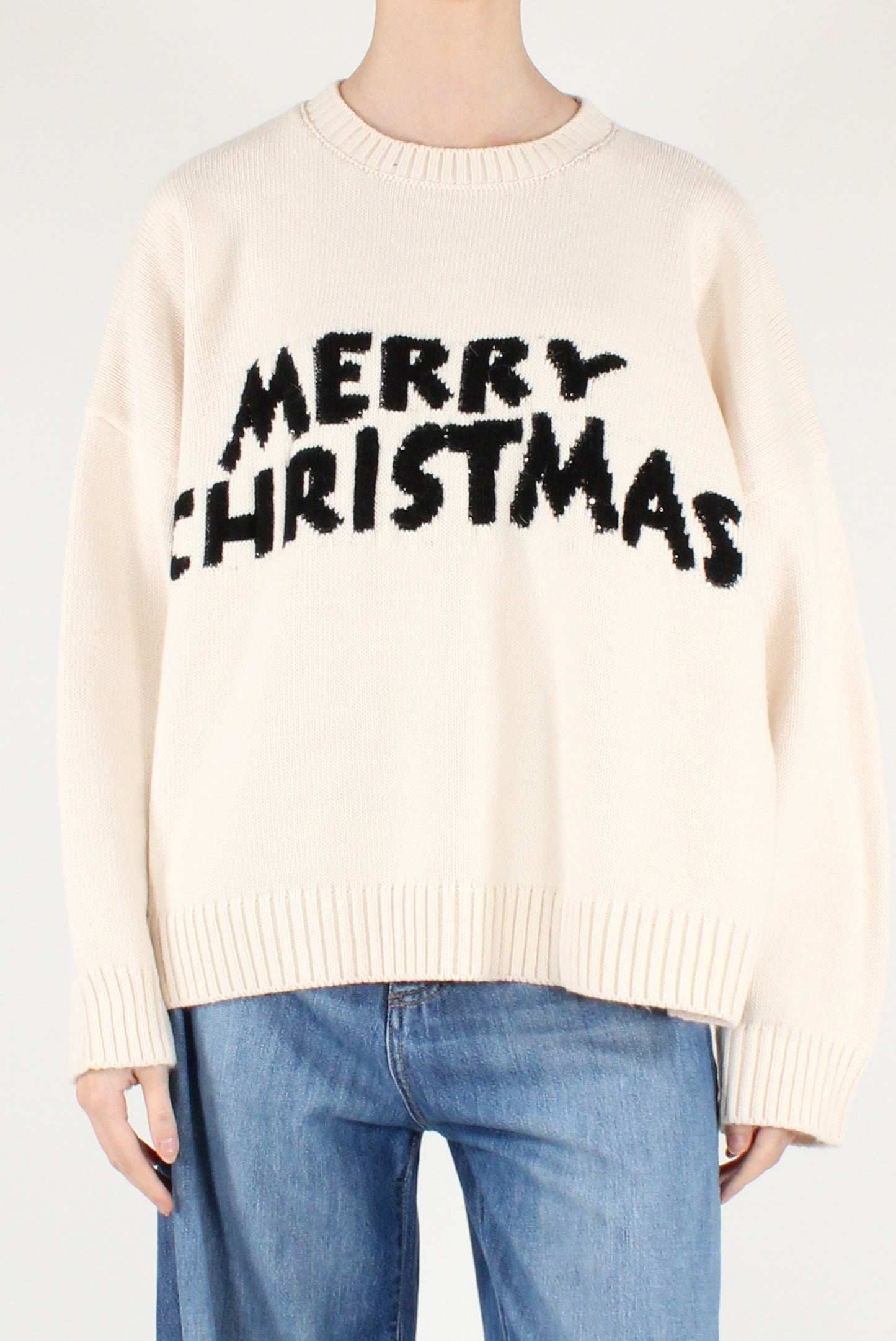 Maglione Over Scritta "Merry Christmas"