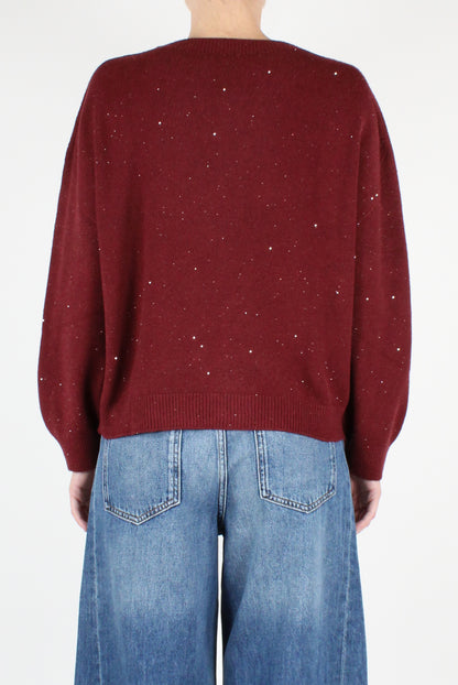 Micro Sequin Boat Neck Sweater