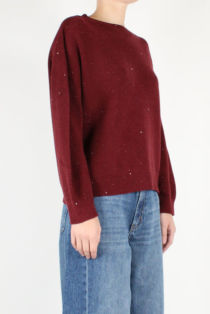 Micro Sequin Boat Neck Sweater