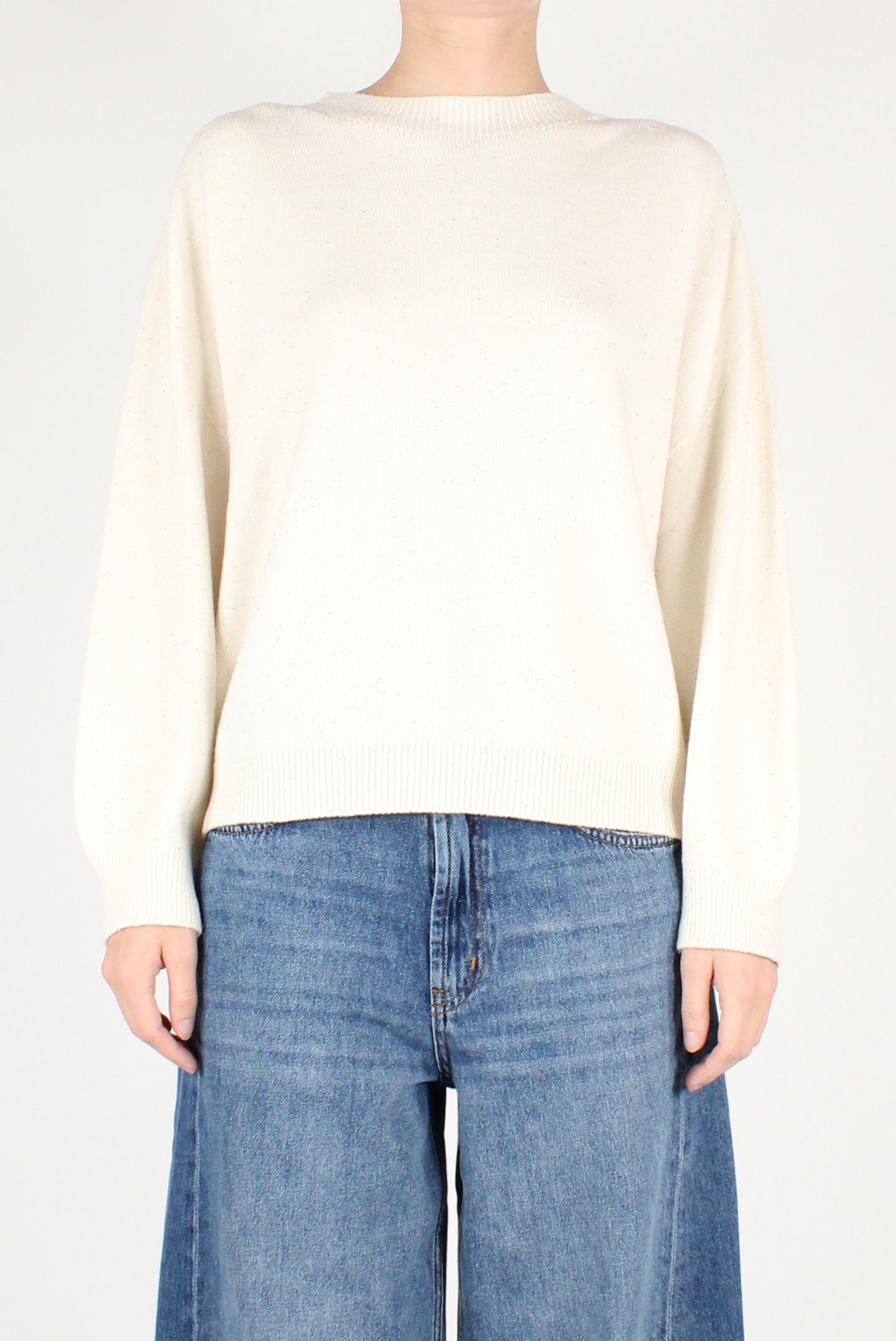 Micro Sequin Boat Neck Sweater