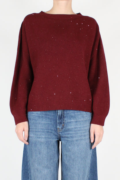 Micro Sequin Boat Neck Sweater