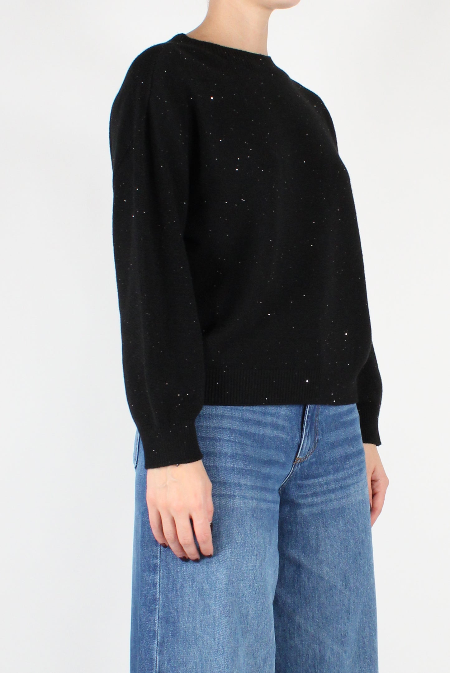 Maglione Scollo Tondo con Micro Paillettes